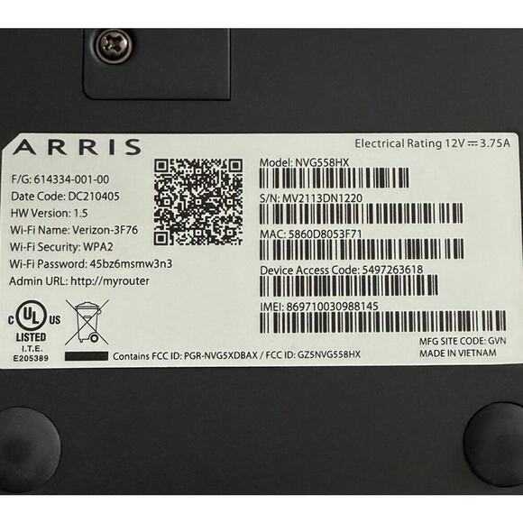 Verizon ARRIS NVG558HX 4G LTE Router Internet Gateway & Power Cable EXCELLENT - Picture 5 of 10